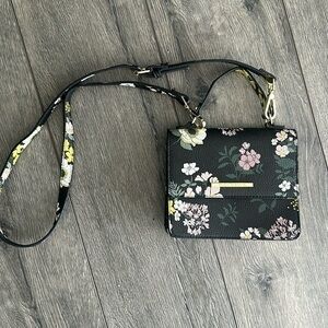 Steve Madden bag, small black floral adjustable strap